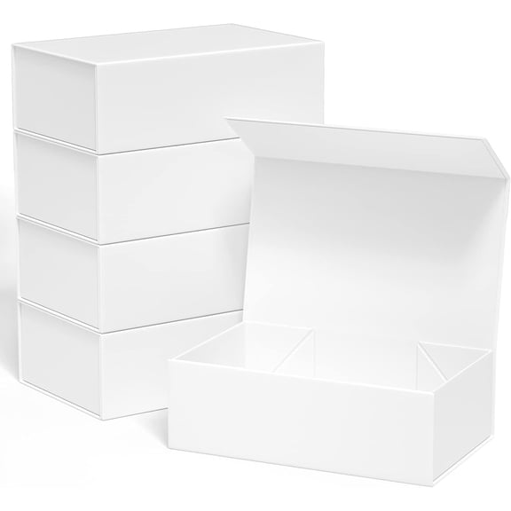 Magnetic Closure Gift Box 12 in x 6 in x 4 in White 5 Pack