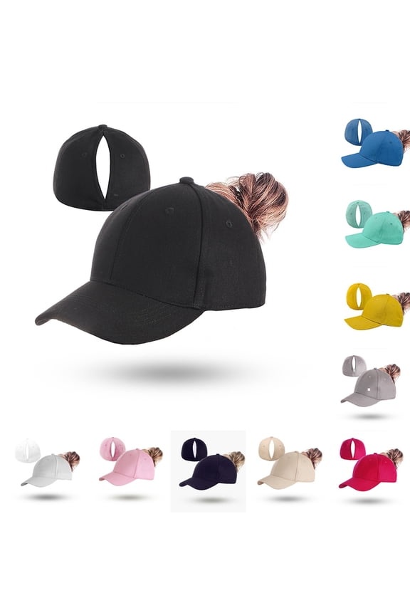 Closure Ponytail Baseball Caps for Women Hats with Hidden Back Opening for Any Ponytail Height Beige One Size