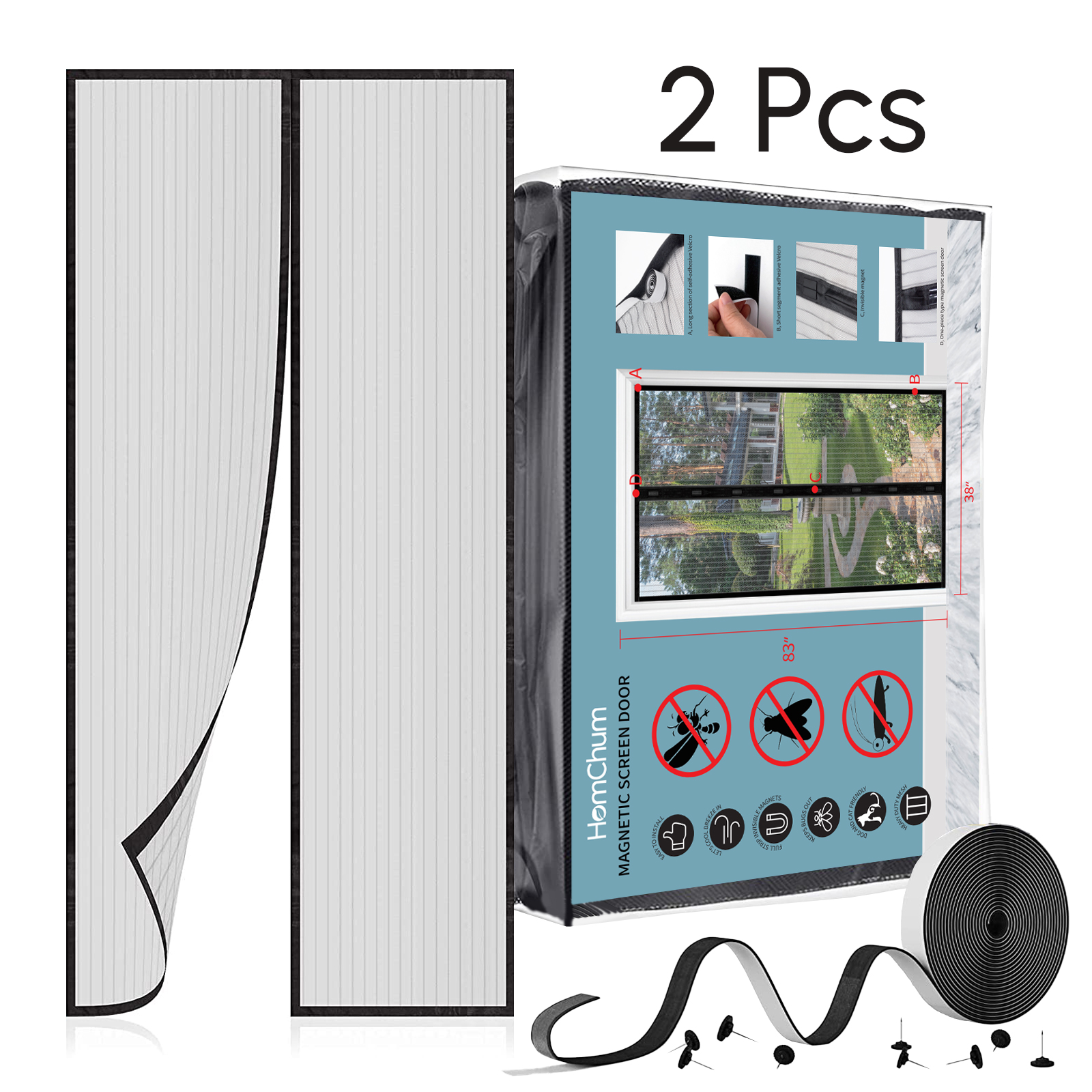 Closure Screen Door, HandsFree Net Mesh Screen Door Keep