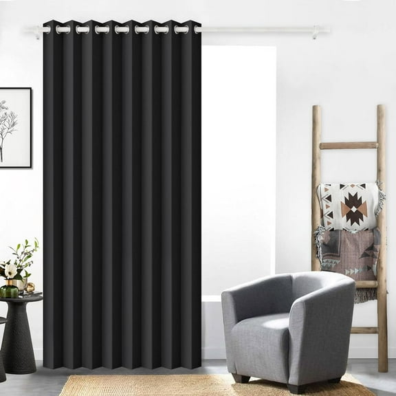 Magnetic Closure Window Curtain - 100% Blackout Pinch Pleated Look Drapes for Doorway/Wardrobe/Room Divider, Accordion Style Privacy Curtain Panel, 1 Panel, W60 x L80, Black