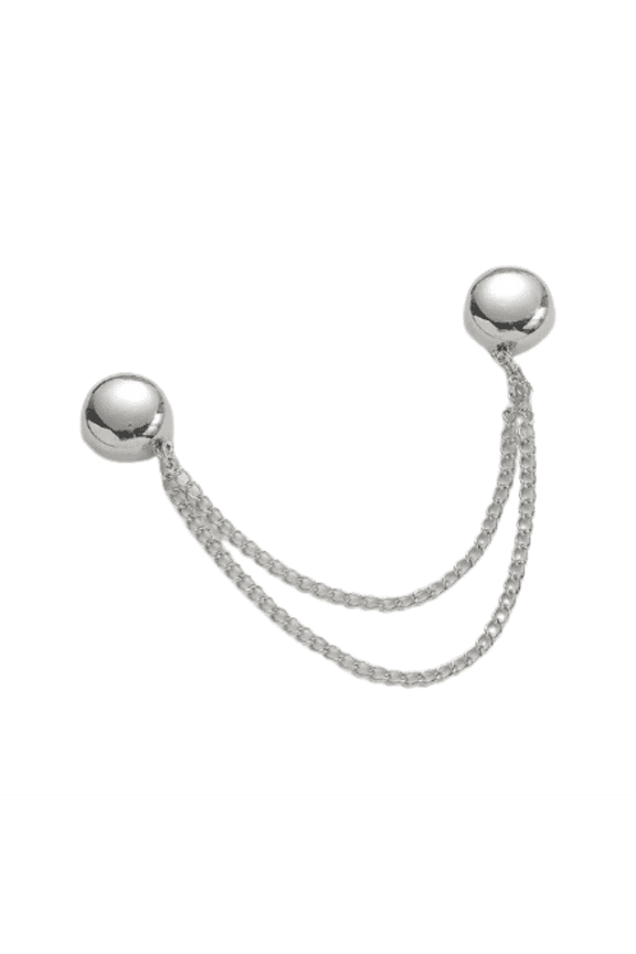 Magnetic Clothing Clips with Chain,Compact Shirt Clips,Strong Magnet Button Pins,Multi-Purpose Hijab Cuff Clips for Fixing Hem of Clothes Long Pants Legs and Sleeves of Shirts(2")(Silver)