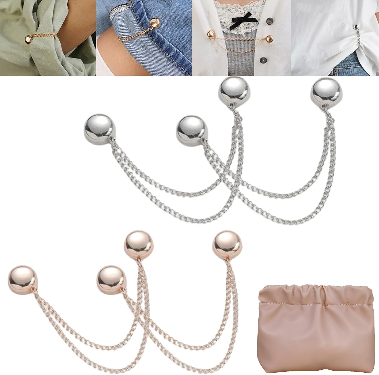 Magnetische Kleiderclips 4-tlg - Unsichtbare Hijab Pins & Hosenbund-Anpasser