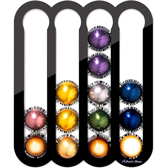 Magnetic Coffee Pod Holder for Nespresso Vertuo Capsules - Suitable to be Mounted on the Fridge (Black)