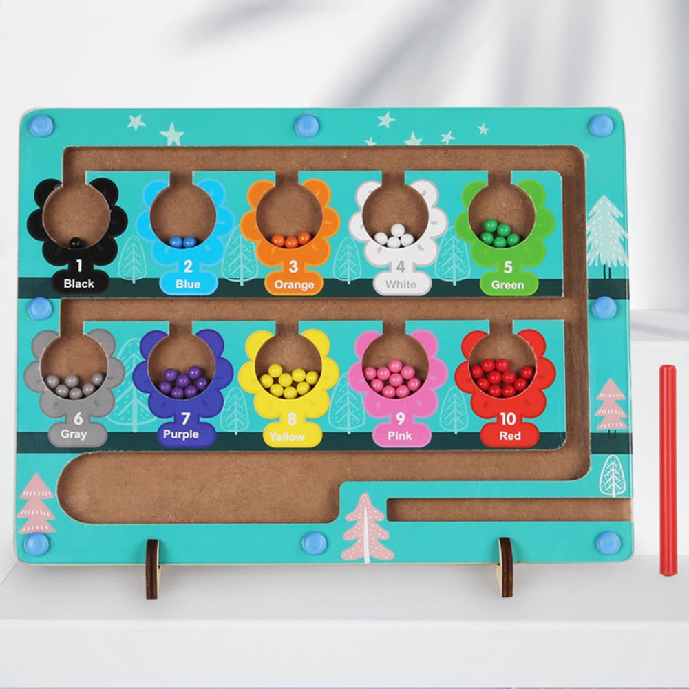 Color Number Maze Wooden Puzzle Game Board Learning