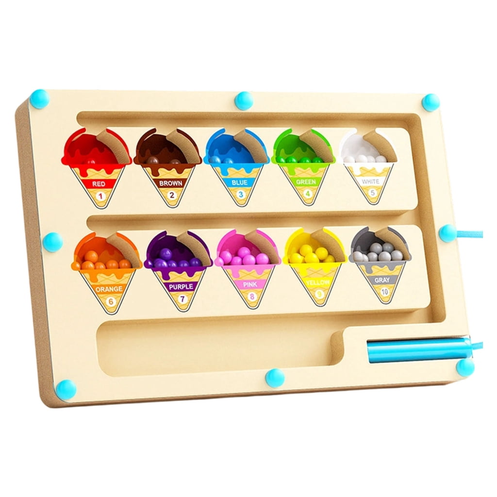 Magnetic Color Sorting Game Educational Wooden Magnetic Number Maze ...