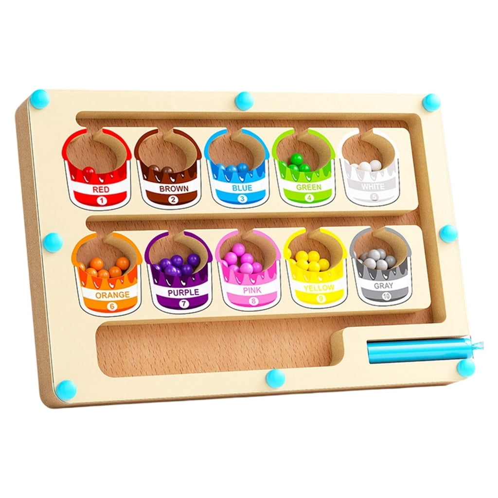 Magnetic Color Sorting Game Educational Wooden Magnetic Number Maze ...