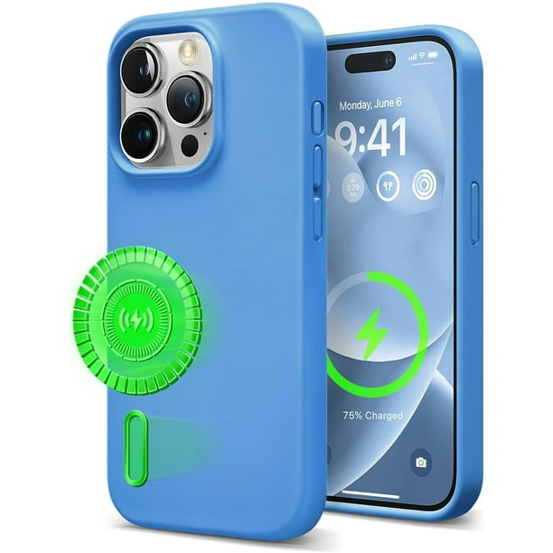 Magnetic Compatible Silicone Case Designed for Apple iPhone 13 Pro Max Liquid Silicone Case, Shockproof Case with Wireless Magnetic Charging Built for Apple iPhone 13 Pro Max,Aqua