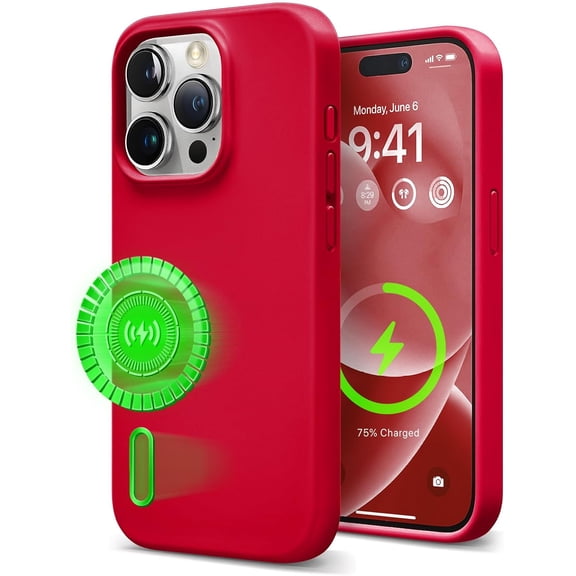 Magnetic Compatible Silicone Case Designed for Apple iPhone 14 Pro Max Liquid Silicone Case, Shockproof Case with Wireless Magnetic Charging Built for Apple iPhone 14 Pro Max,Red