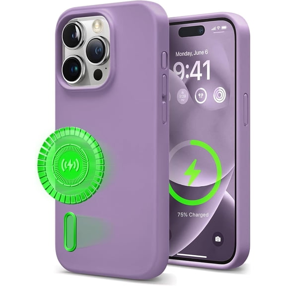 Magnetic Compatible Silicone Case Designed for Apple iPhone 14 Pro Max Liquid Silicone Case, Shockproof Case with Wireless Magnetic Charging Built for Apple iPhone 14 Pro Max,Purple