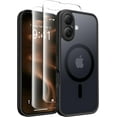 thumbnail image 1 of Magnetic Compatible with iPhone 16 Case, Upgraded [Full Camera Protection] [Compatible with MagSafe] Protective Translucent Matte Women Girl Phone Case Cover, Black, 1 of 14