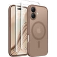 thumbnail image 1 of Magnetic Compatible with iPhone 16 Case, Upgraded [Full Camera Protection] [Compatible with MagSafe] Protective Translucent Matte Women Girl Phone Case Cover, Brown, 1 of 14
