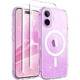 thumbnail image 1 of Magnetic Compatible with iPhone 16 Case, Upgraded [Full Camera Protection] [Compatible with MagSafe] Protective Translucent Matte Women Girl Phone Case Cover, Clear Glitter, 1 of 15
