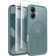 thumbnail image 1 of Magnetic Compatible with iPhone 16 Case, Upgraded [Full Camera Protection] [Compatible with MagSafe] Protective Translucent Matte Women Girl Phone Case Cover, Feiquan Green, 1 of 14