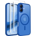 thumbnail image 1 of Magnetic Compatible with iPhone 16 Case, Upgraded [Full Camera Protection] [Compatible with MagSafe] Protective Translucent Matte Women Girl Phone Case Cover, Klein Blue, 1 of 14