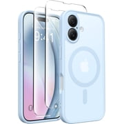 Magnetic Compatible with iPhone 16 Case, Upgraded [Full Camera Protection] [Compatible with MagSafe] Protective Translucent Matte Women Girl Phone Case Cover, Light Blue