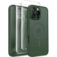 thumbnail image 1 of Magnetic Compatible with iPhone 16 Pro Case, Upgraded [Full Camera Protection] [Compatible with MagSafe] Protective Translucent Matte Women Girl Phone Case Cover, Deep Green, 1 of 14