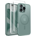 thumbnail image 1 of Magnetic Compatible with iPhone 16 Pro Case, Upgraded [Full Camera Protection] [Compatible with MagSafe] Protective Translucent Matte Women Girl Phone Case Cover, Midnight Green, 1 of 14