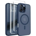 thumbnail image 1 of Magnetic Compatible with iPhone 16 Pro Case, Upgraded [Full Camera Protection] [Compatible with MagSafe] Protective Translucent Matte Women Girl Phone Case Cover, Navy Blue, 1 of 14
