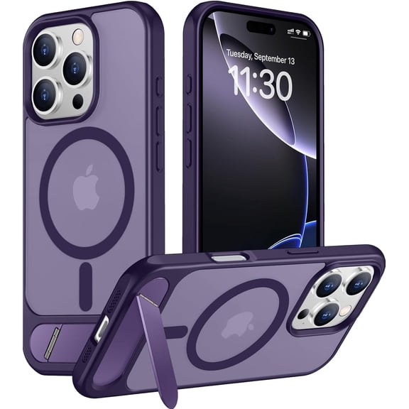 Magnetic Compatible with iPhone 16 Pro Max Case, [Built-in Invisible Kickstand][Compatible with MagSafe] [Military Grade Shockproof] Slim Translucent Matte Phone Case for iPhone 16 Pro Max 6.9"