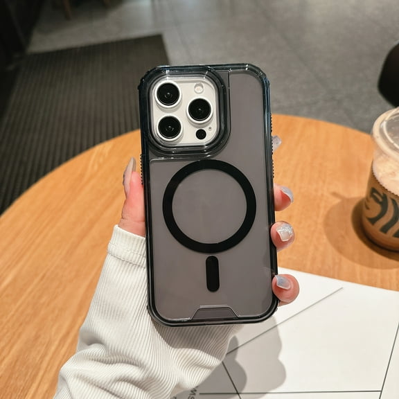 Magnetic Compatible with iPhone 16 Pro Max Case, Luxury Candy Color Compatible with MagSafe Protective Translucent Matte for Women Girls Thin Fit Phone Case Cover for iPhone 16 Pro Max, Black
