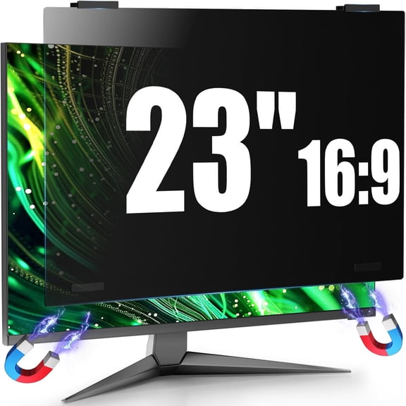 Magnetic Computer Privacy Screen Shield 23 Inch for Frameless Monitor Thin Bezel 16:9 Widescreen, Hanging Removable Anti Blue Light Privacy Filter Protector Eye Protection