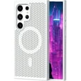 thumbnail image 1 of Magnetic Cooling Case for Samsung Galaxy S23 Ultra (Not S23), Hard PC Slim Cellular Hole Heat Dissipation Mesh Breathable Hollow Honeycomb Case for Samsung Galaxy S23 Ultra SR-White, 1 of 16
