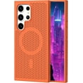 thumbnail image 1 of Magnetic Cooling Case for Samsung Galaxy S24 Ultra (Not S24), Hard PC Slim Cellular Hole Heat Dissipation Mesh Breathable Hollow Honeycomb Case for Samsung Galaxy S24 Ultra SR-Orange, 1 of 17