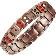 ZDWQFA Magnetic Copper Bracelet for Men, 99.99% Pure Copper Bracelet with Magnets, 8.6'' Wristband Jewerly Gift