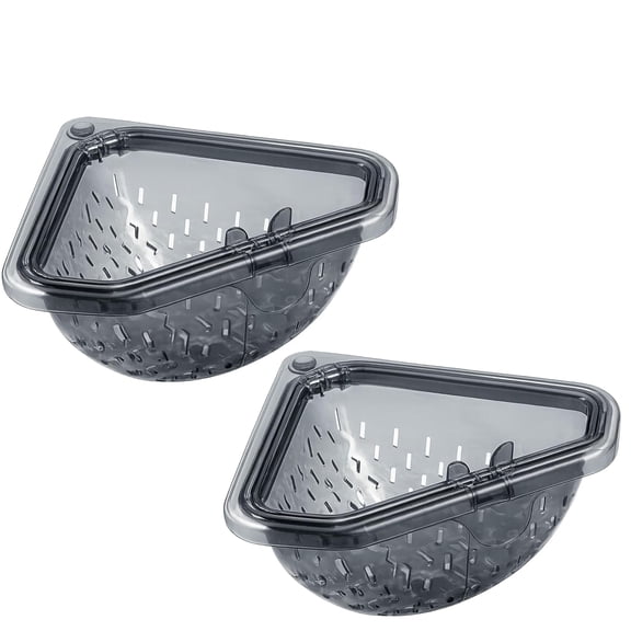 Magnetic Corner Sink Strainer Basket with Twist-Open Bottom, 6.69" Triangular Drain Rack for Food Scraps, No-Drill Mount ABS, Sponge Holder & Quick-Rinse Produce Basket