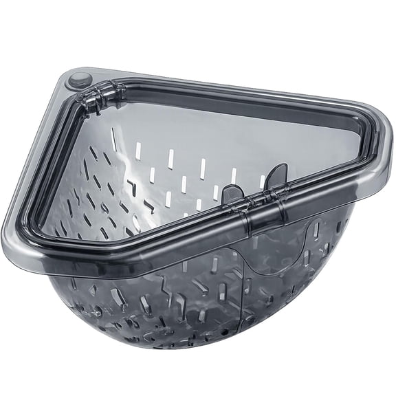 Magnetic Corner Sink Strainer Basket with Twist-Open Bottom, 6.69" Triangular Drain Rack for Food Scraps, No-Drill Mount ABS, Sponge Holder & Quick-Rinse Produce Basket