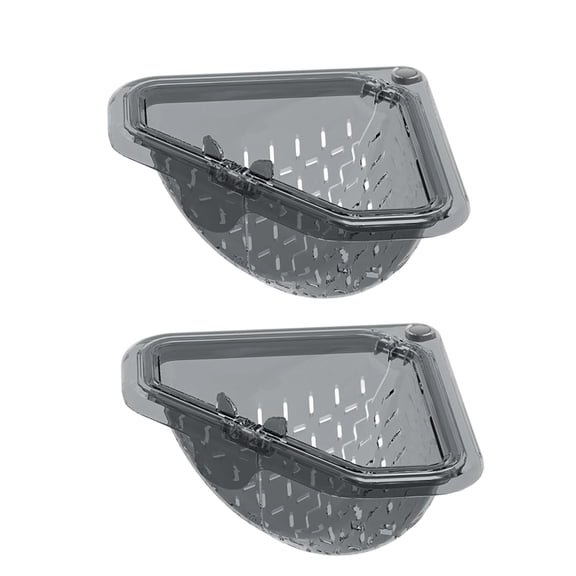 Magnetic Corner Sink Strainer Basket with Twist-Open Bottom, 6.69" Triangular Drain Rack for Food Scraps, Sponge Holder & Quick-Rinse Produce Basket, No-Drill Mount with Adhesive Metal Plate, ABS (2)