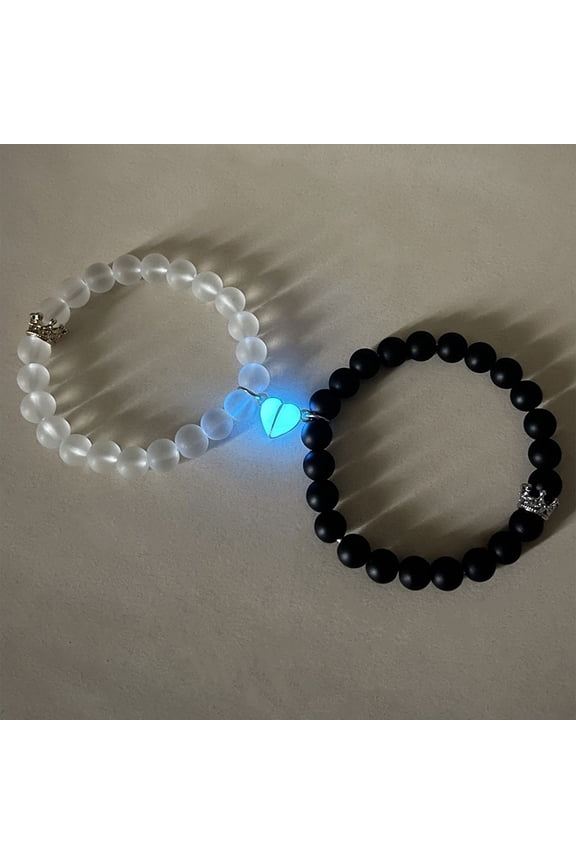 Magnetic Couple Bracelet with Colorful Glow-in-Dark Butterfly Charms