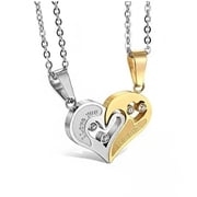 Magnetic Couple Heart Pendant Necklace Gold Silver Heart Couple Necklace Matching Pendant Necklace Love Necklace Boyfriend Girlfriend Romantic Gift Necklace for Couples