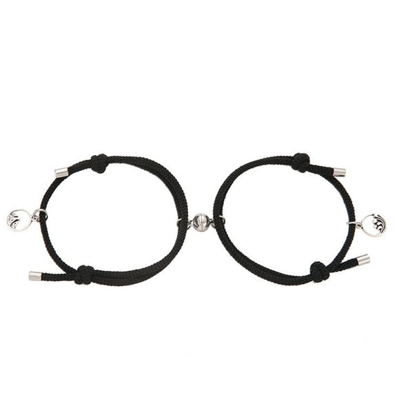 Magnetic Couples Bracelets, Custom Matching Bracelets Set, Mutual Attraction Rope Braided His and Hers Bracelets Personalized Gift for Lover