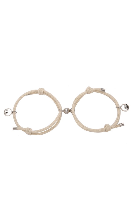 Magnetic Couples Bracelets, Custom Matching Bracelets Set, Mutual Attraction Rope Braided His and Hers Bracelets Personalized Gift for Lover