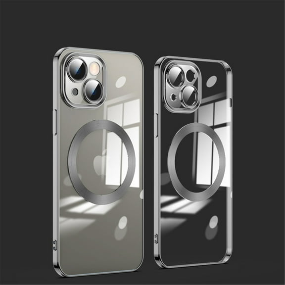 Magnetic Cover for Apple iPhone 14 6.1", iPhone 14 Clear Case with Magsafe, Shockproof Slim Non-Yellowing Clear Plating Phone Cover Case with Camera Lens Protector for iPhone 14 2022, Black