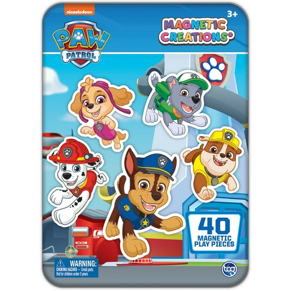 Magnetic Creations Tin: Paw Patrol - Creative Storytelling Playset, 40 Pop-Out Magnets, Beautiful Play Scene, Mix & Play Toy, Kids-Toddlers Ages 3+