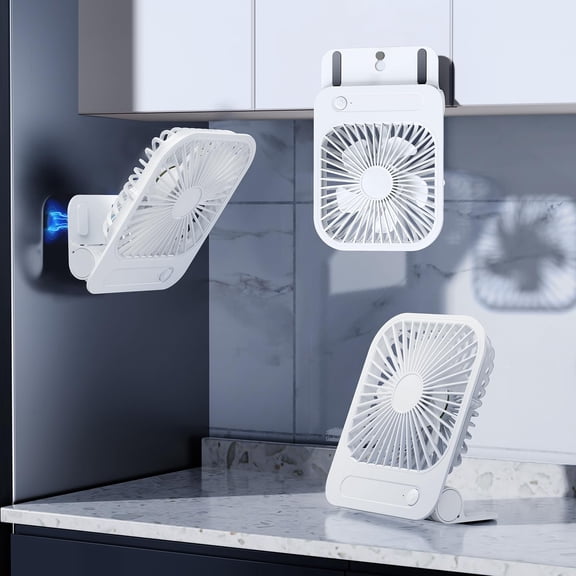 Magnetic Cruise Fan for Ship Cabin, Ultra Thin Portable Rechargeable Desk Fan with Strong Magnet Base, 4-Speed Foldable Mini Cooling Fan for Kitchen & Gym
