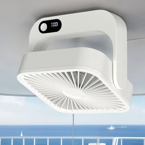 Magnetic Cruise Ship Approved Fan, 5000mAh Battery Operated Portable Fan with 5 Speeds, Magnetically Sticks on Cabin Ceilings and Walls, Cruise Essentials 2026 - White