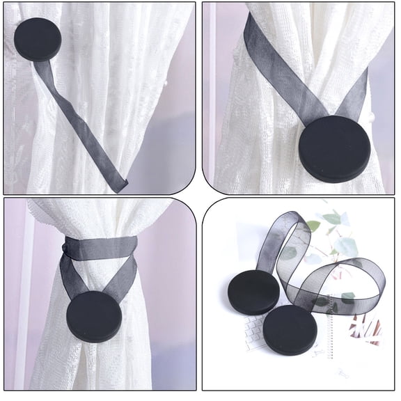 Magnetic Curtain Tie Backs for Bedroom Bathroom - Plastic Curtain Holder with Strong Magnet - No Drilling Adjustable Length Curtain Strap for Living Room Kitchen Office - 1 Piece Curtain Fixer