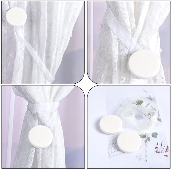 Magnetic Curtain Tie, Usupdd Curtain Holder No Drilling Easy Install, Adjustable Curtain Strap for Bedroom Bathroom Living Room Decoration, White