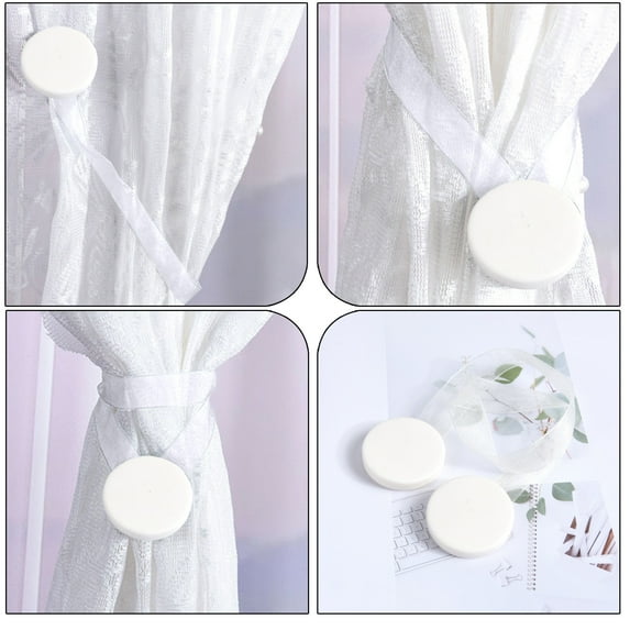Magnetic Curtain Tieback Holder - No Drill Wall Mount Strong Hold Bathroom Decor Clip Gift for Homeowners(White)