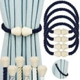 thumbnail image 1 of Magnetic Curtain Tiebacks 4 Pack Cotton Boho Curtain Tie Back Decorative Rope Holdbacks for Curtains Draperies Outdoor Window Treatment Holdbacks, Cream, 1 of 12
