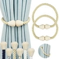 thumbnail image 1 of Magnetic Curtain Tiebacks 4 Pack Cotton Boho Curtain Tie Back Decorative Rope Holdbacks for Curtains Draperies Outdoor Window Treatment Holdbacks, Cream, 1 of 12
