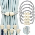 thumbnail image 1 of Magnetic Curtain Tiebacks 4 Pack Cotton Boho Curtain Tie Back Decorative Rope Holdbacks for Curtains Draperies Outdoor Window Treatment Holdbacks, Cream, 1 of 12