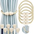 thumbnail image 1 of Magnetic Curtain Tiebacks 4 Pack Cotton Boho Curtain Tie Back Decorative Rope Holdbacks for Curtains Draperies Outdoor Window Treatment Holdbacks, Cream, 1 of 12
