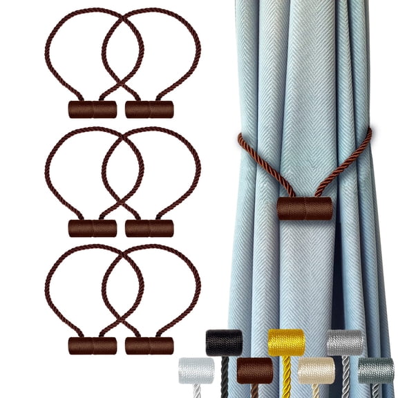 Magnetic Curtain Tiebacks Black 6pcs, Curtain Tiebacks Buckles Holdbacks Holders Hooks Clip for Home Outdoor Bedroom Office Decorative Curtain