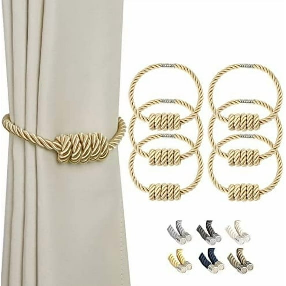 Magnetic Curtain Tiebacks, Decorative Drapery Holdbacks Modern Woven ...