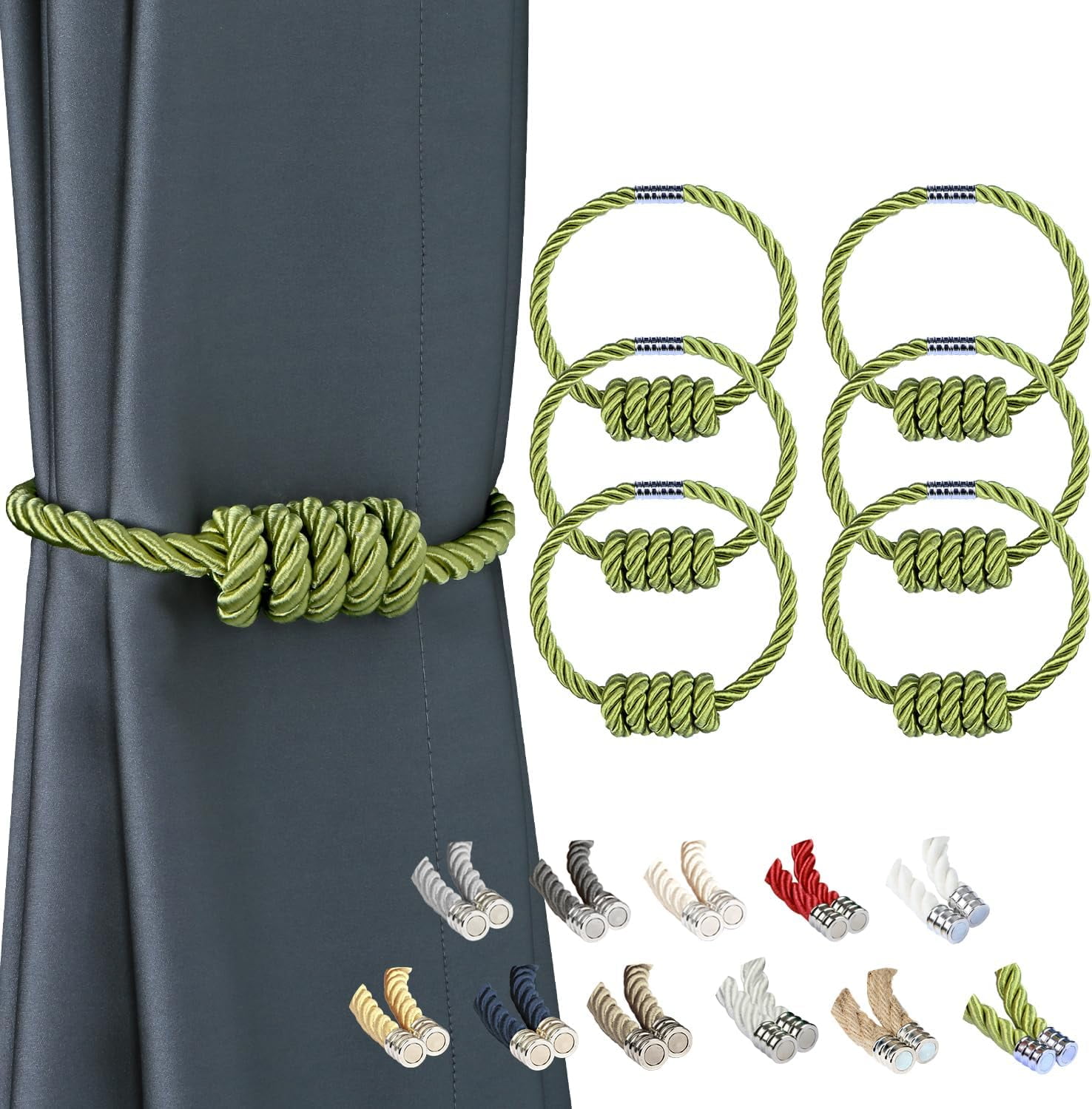 Magnetic Curtain Tiebacks, Decorative Drapery Holdbacks Modern Woven ...