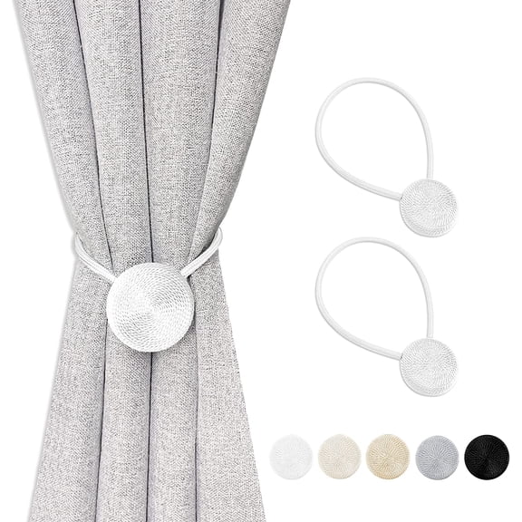 Magnetic Curtain Tiebacks, Gold Curtain Holders for Drapes, Stronge Magnet Drapery Curtain Ties Set of 2, Boho Rope Curtain Holdbacks